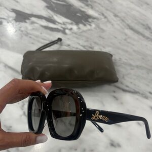 Loewe Black Square Sunglasses with Gold Logo